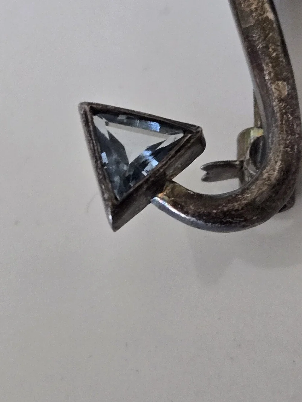 Vintage-sterling Silver Tone Pin with Blue and Purple Stones Brooch